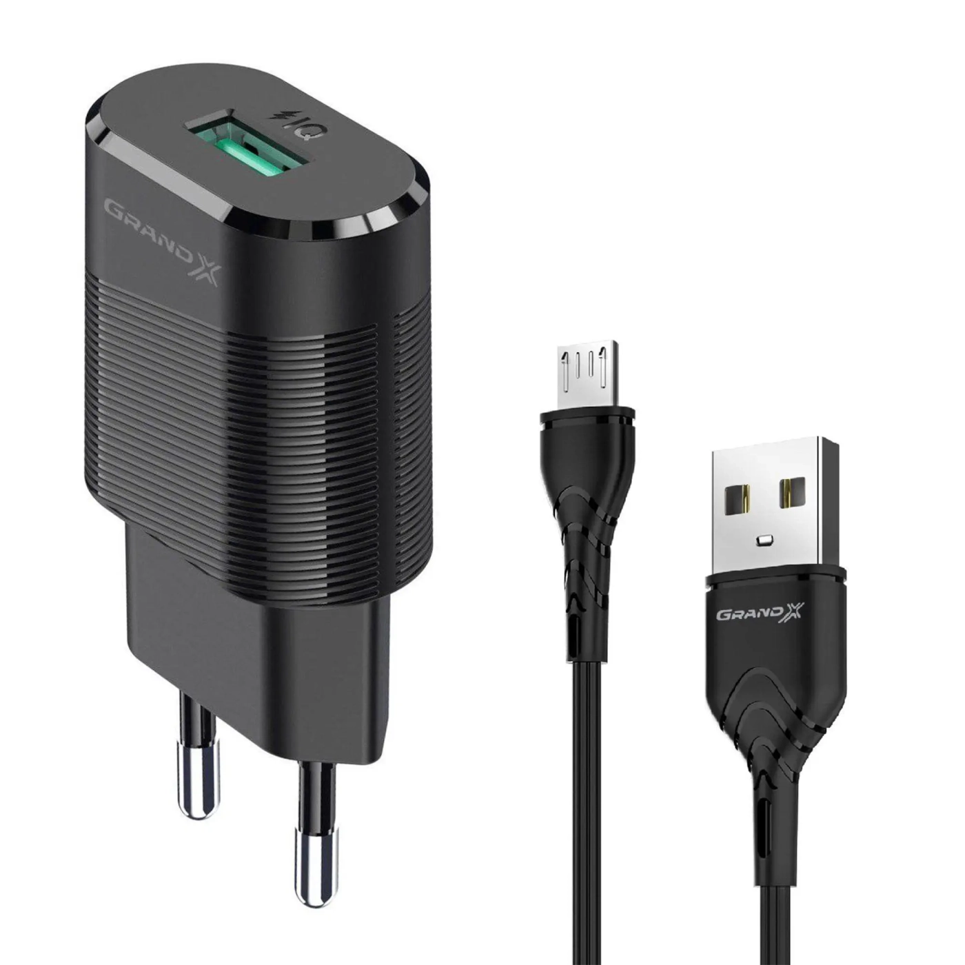 Купить Зарядное устройство Grand-X USB 5V 2,1A с кабелем micro-USB (CH-17U) - фото 0