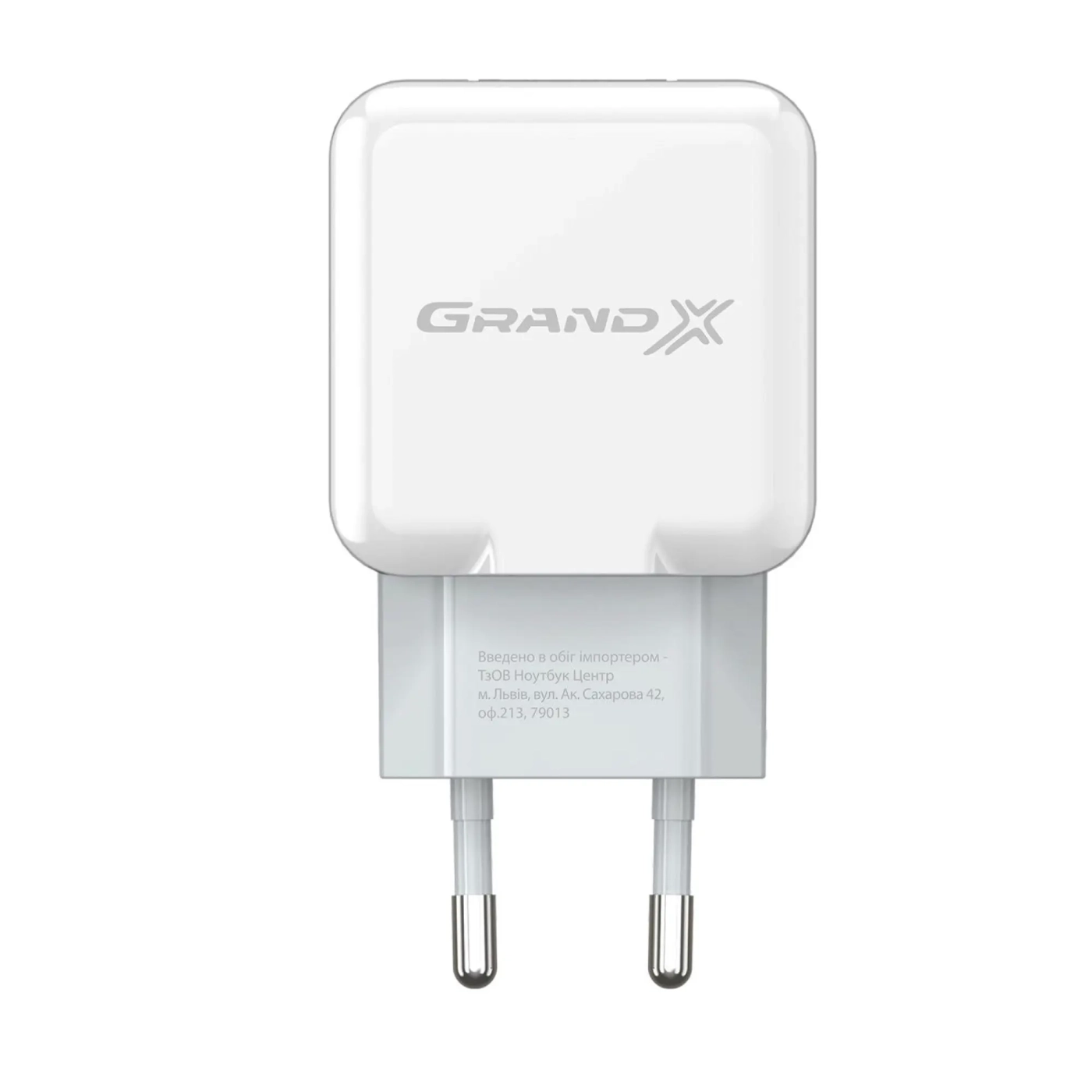 Купити Зарядний пристрій Grand-X USB 5V 2,1A White з захистом від перенавантажень  + cable USB -> Lightning, Cu (CH03LTW) - фото 1