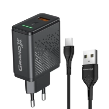Купити Зарядний пристрій Grand-X Fast Charge 3-в-1 QC3.0, FCP, AFC, 18W + кабель USB-TypeC (CH-650T) - фото 0