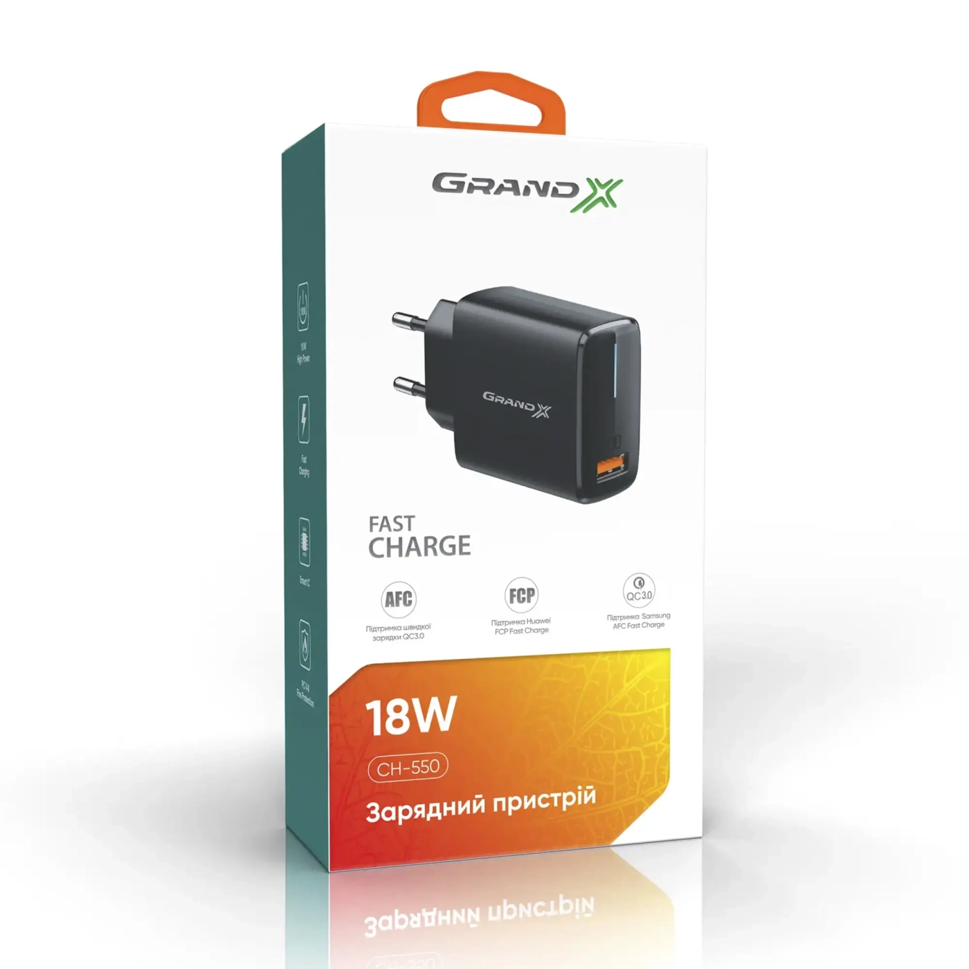 Купить Зарядное устройство Grand-X Quick Charge QC3.0 Grand-X 3.6V-6.5V 3A, 6.5V-9V 2A, 9V-12V 1.5A USB Black (CH-550B) - фото 7