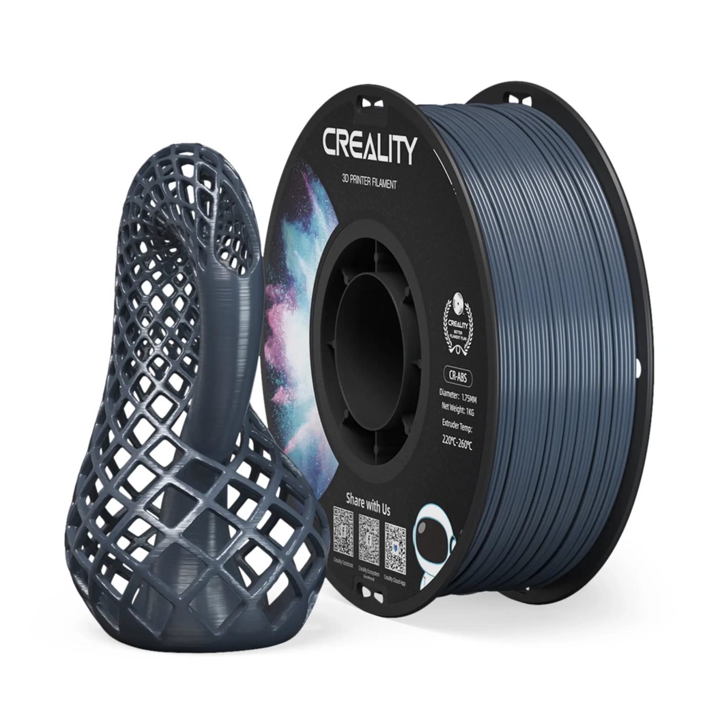 Купить ABS Filament (пластик) для 3D принтера CREALITY 1кг, 1.75мм, серый - фото 2