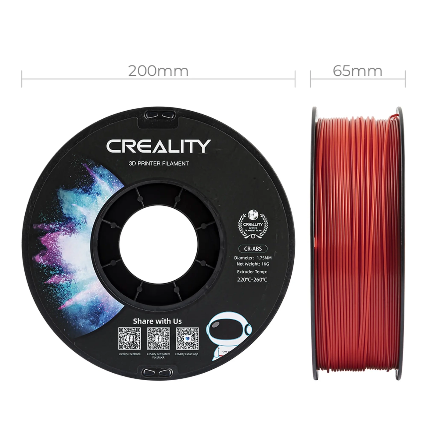 Купити ABS Filament (пластик) для 3D принтера CREALITY 1кг, 1.75мм, червоний - фото 6