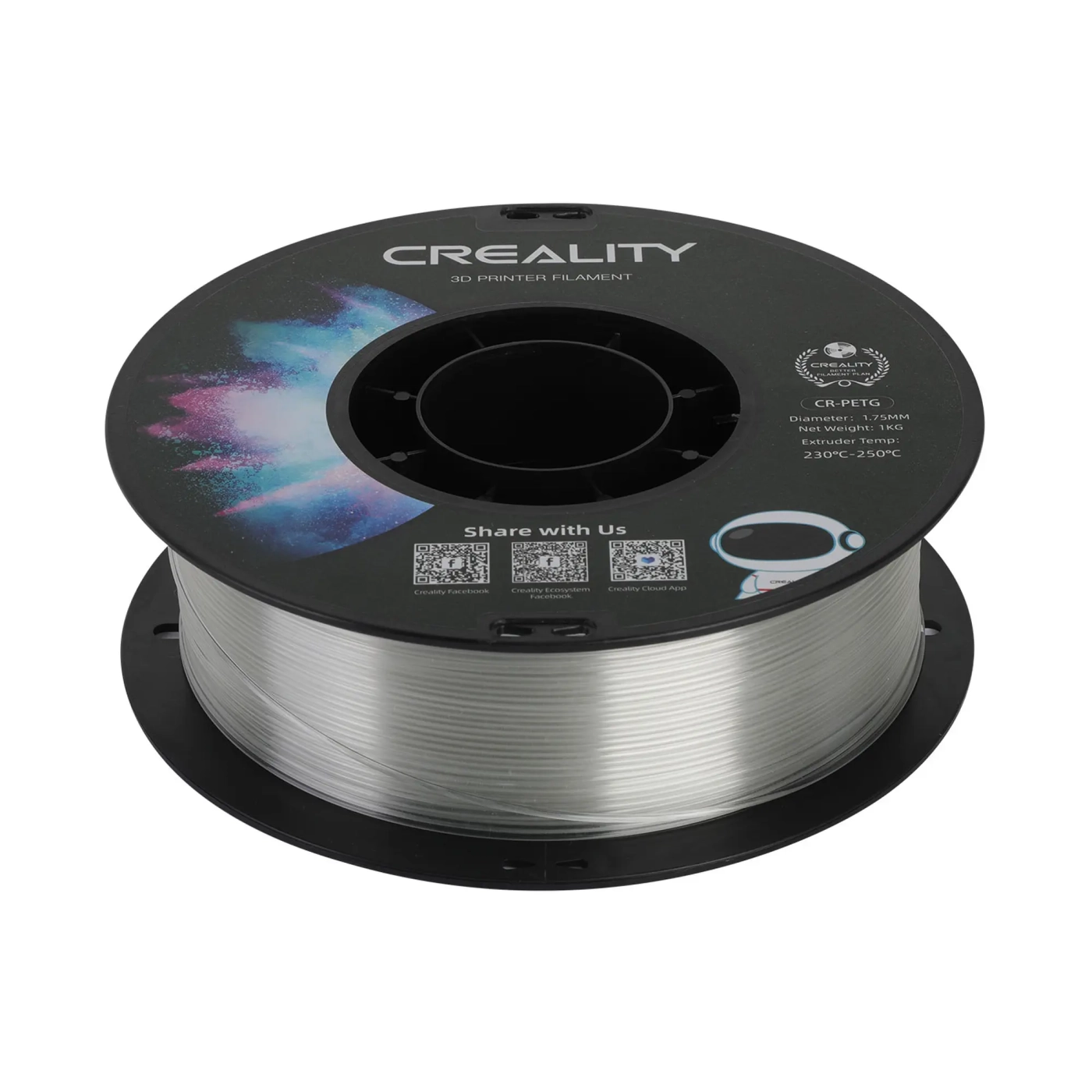 Купить PETG Filament (пластик) для 3D принтера CREALITY 1кг, 1.75мм, прозрачный - фото 4