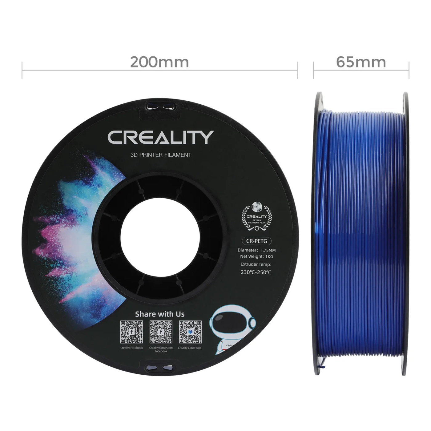 Купити PETG Filament (пластик) для 3D принтера CREALITY 1кг, 1.75мм, синій - фото 6