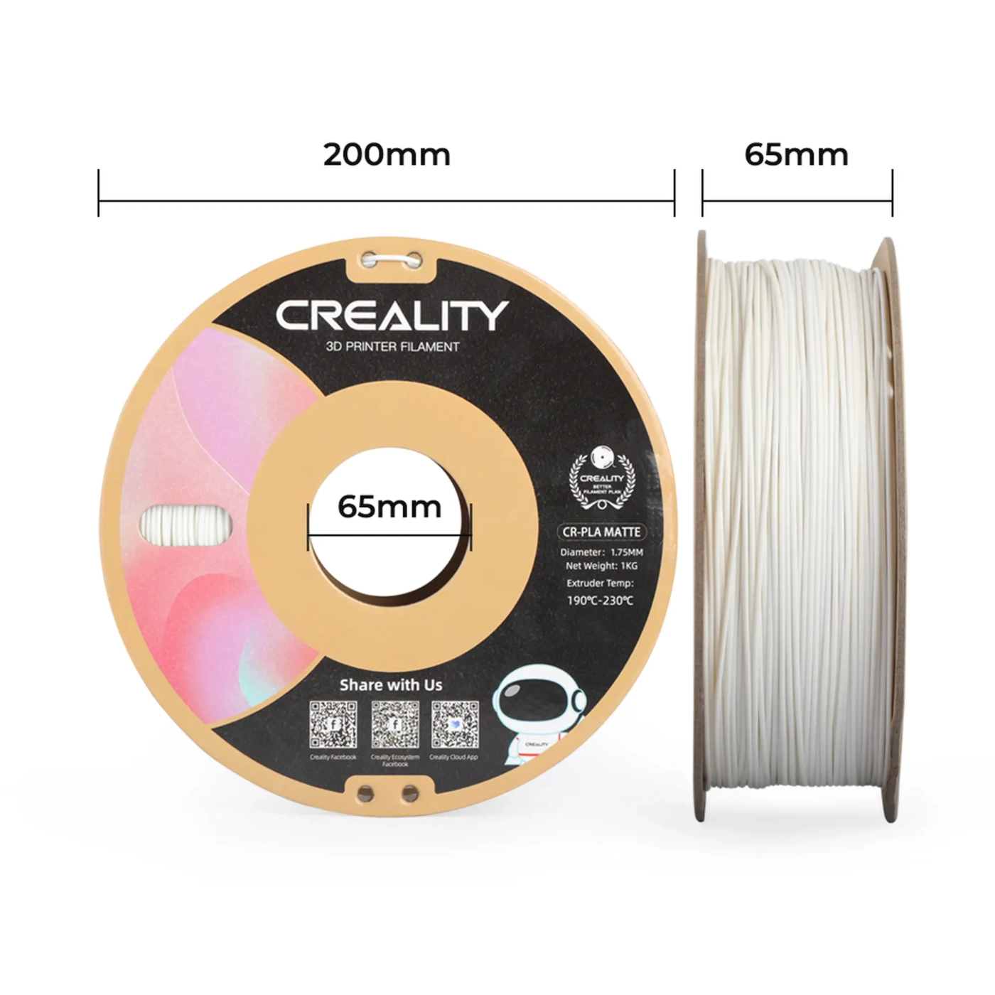 Купити PLA Filament (пластик) для 3D принтера CREALITY матовий 1кг, 1.75мм, білий гіпс - фото 6