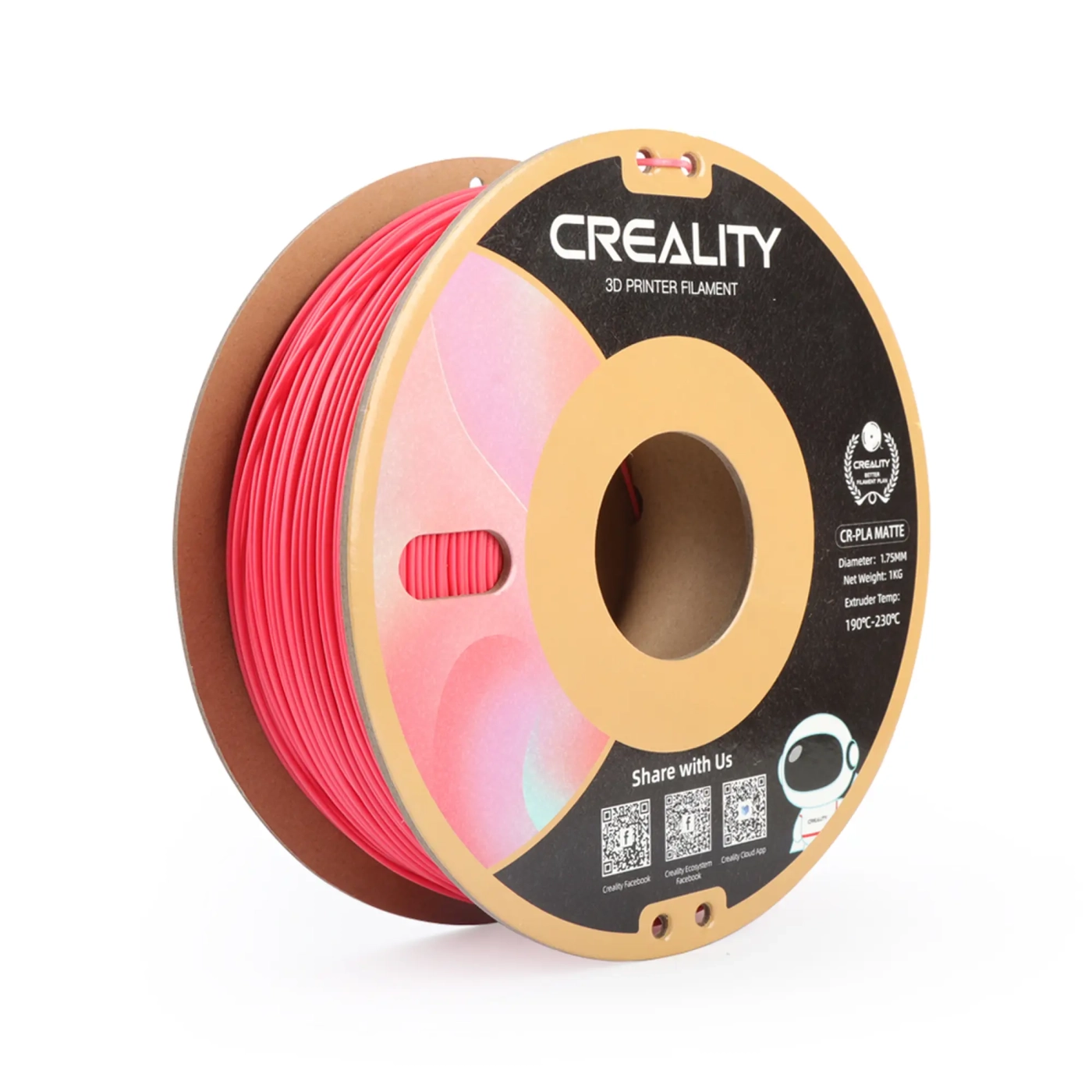Купить PLA Filament (пластик) для 3D принтера CREALITY матовый 1кг, 1.75мм, клубнично-красный - фото 1