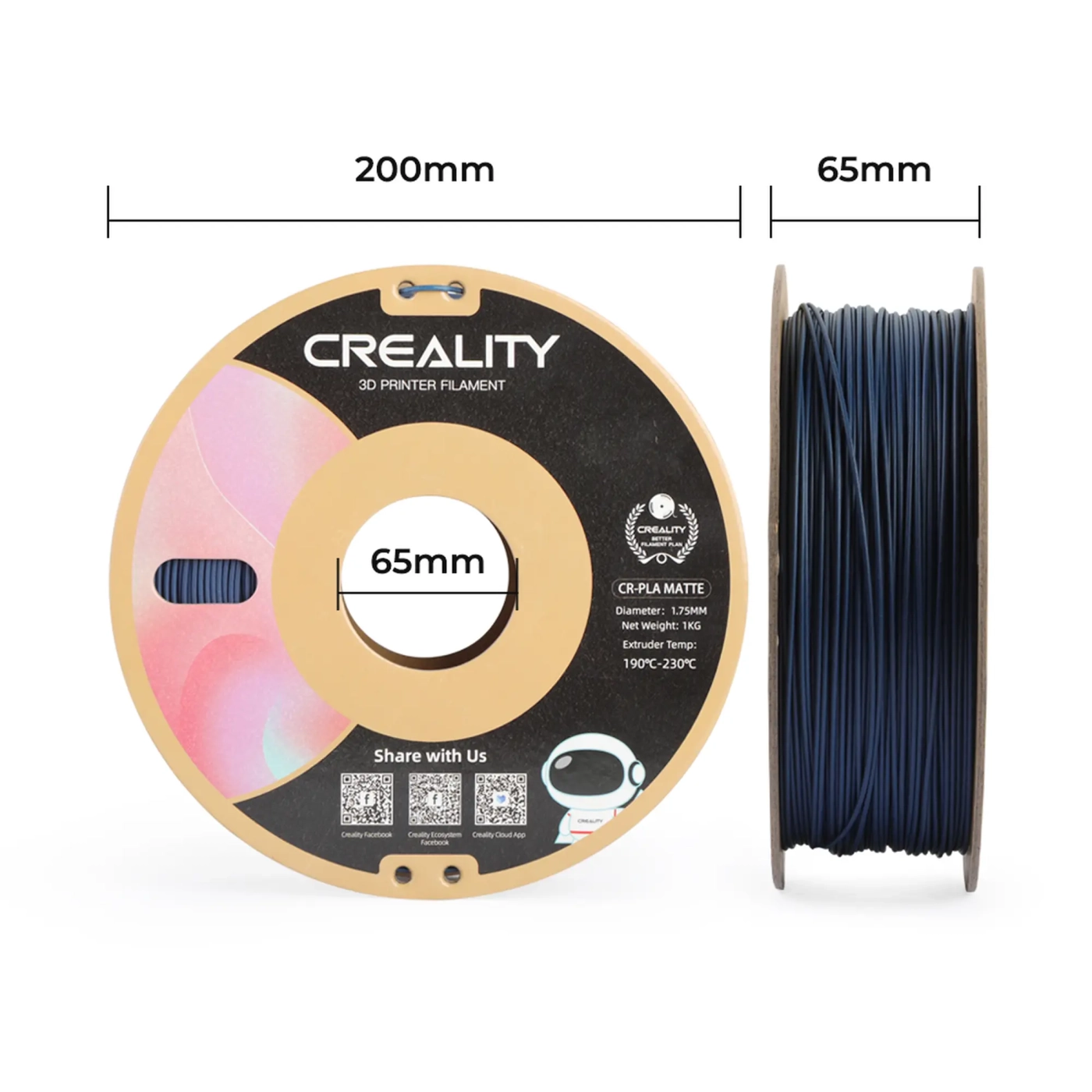 Купити PLA Filament (пластик) для 3D принтера CREALITY матовий 1кг, 1.75мм, темно-синій - фото 6