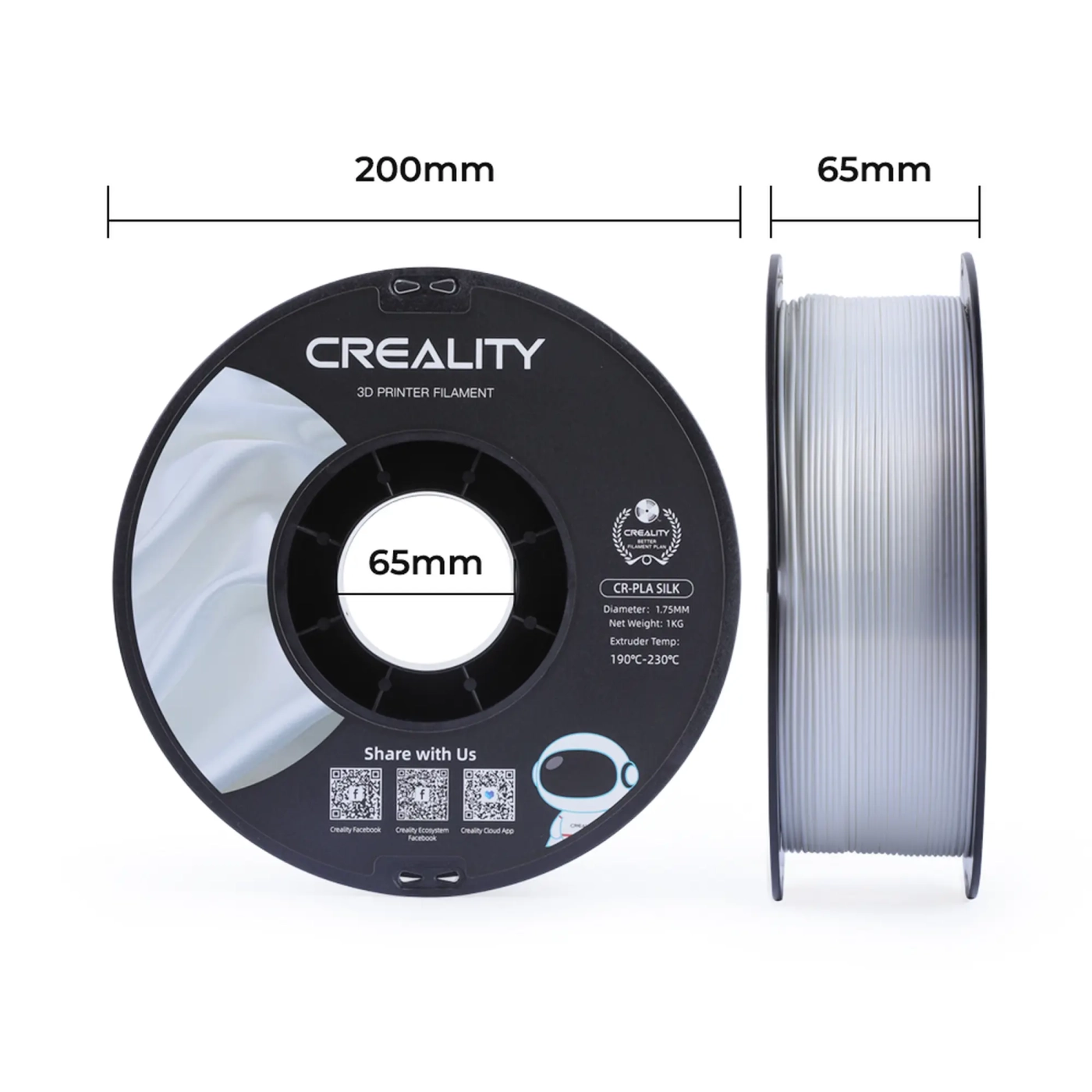 Купить PLA Filament (пластик) для 3D принтера CREALITY шелковый блеск 1кг, 1.75мм, белый - фото 7
