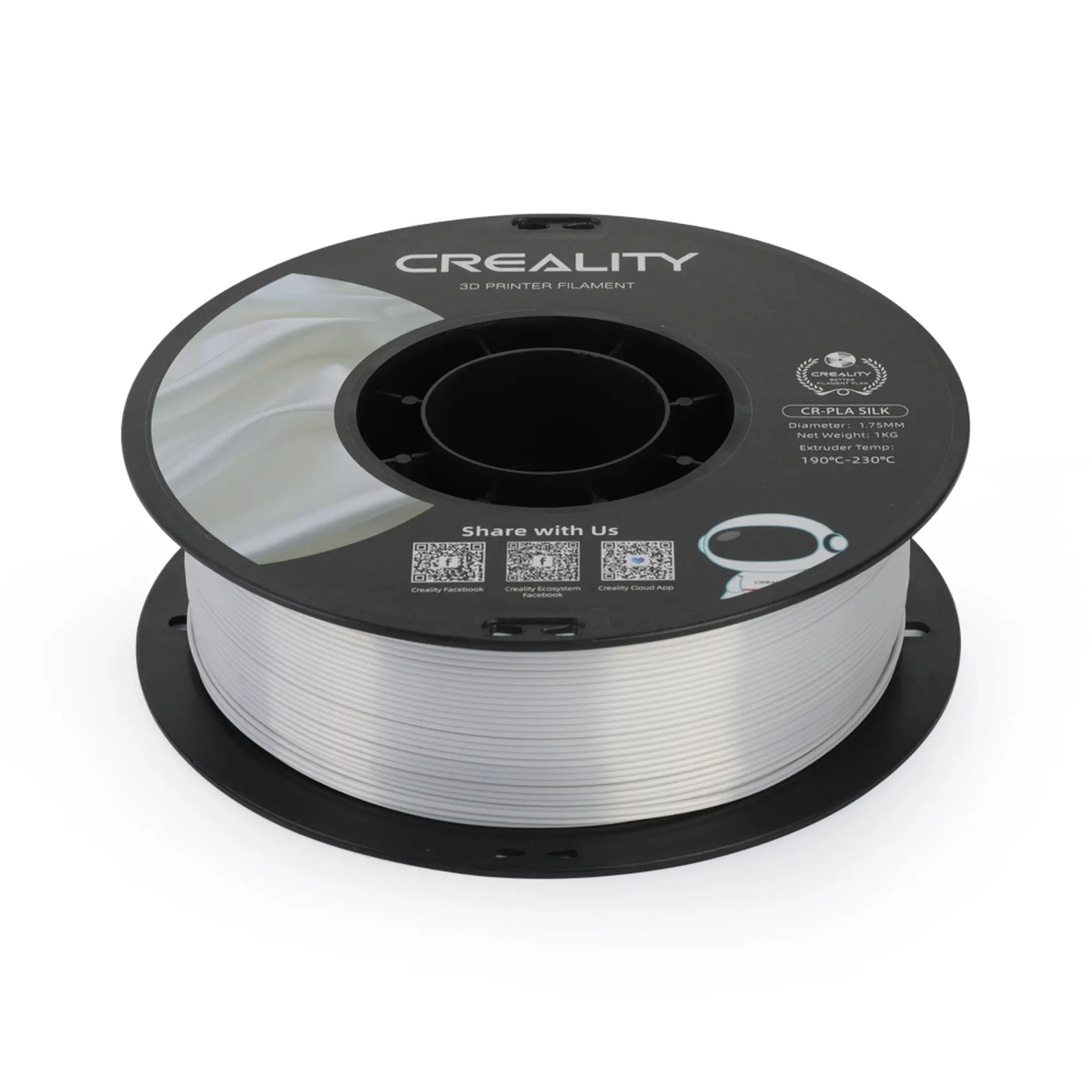 Купити PLA Filament (пластик) для 3D принтера CREALITY шовковий блиск 1кг, 1.75мм, сріблястий - фото 4