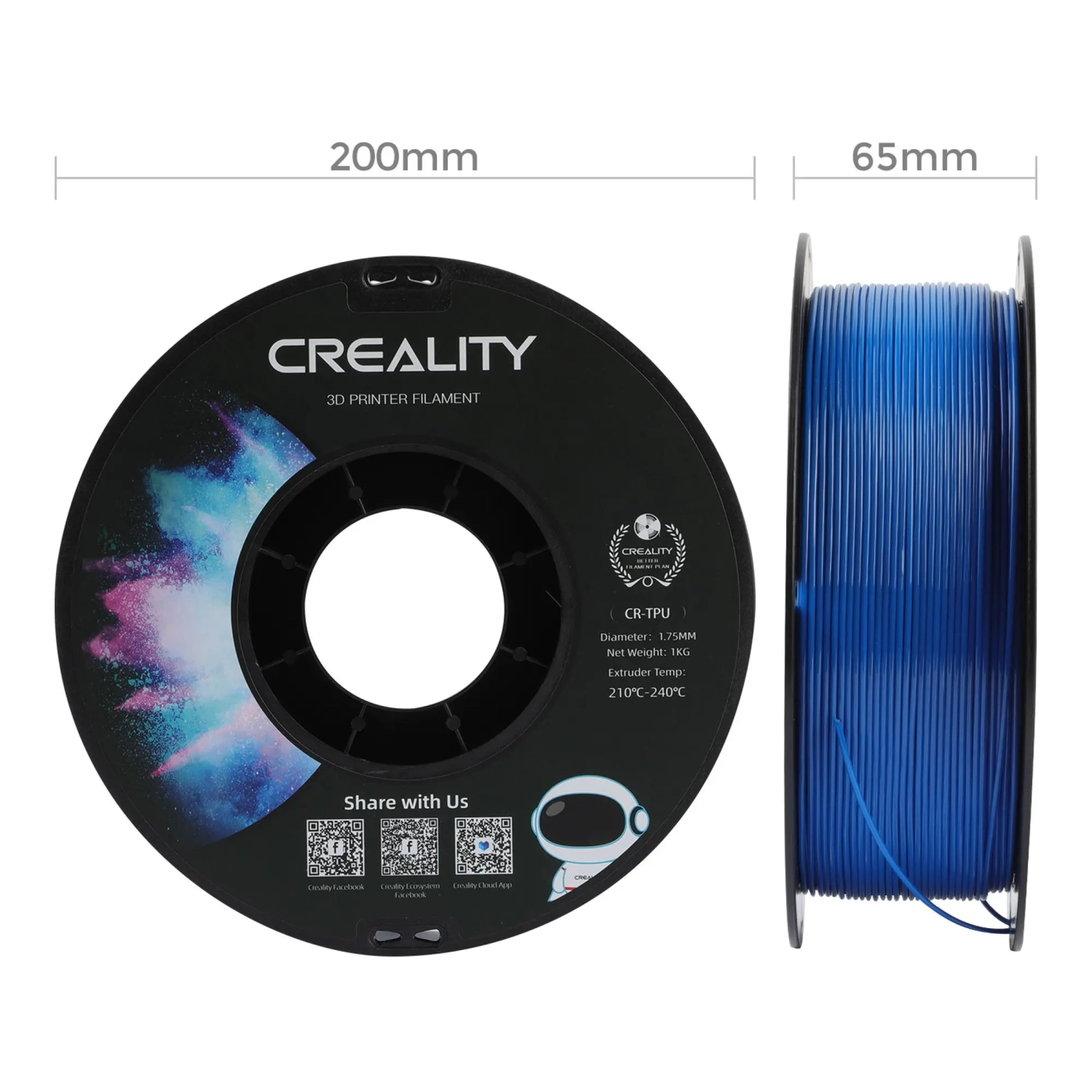 Купити TPU Filament (пластик) для 3D принтера CREALITY 1кг, 1.75мм, синій - фото 6