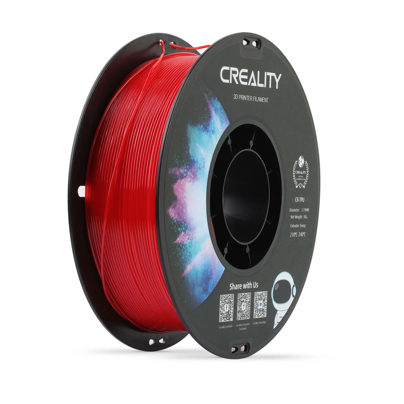 Купить TPU Filament (пластик) для 3D принтера CREALITY 1кг, 1.75мм, красный - фото 1