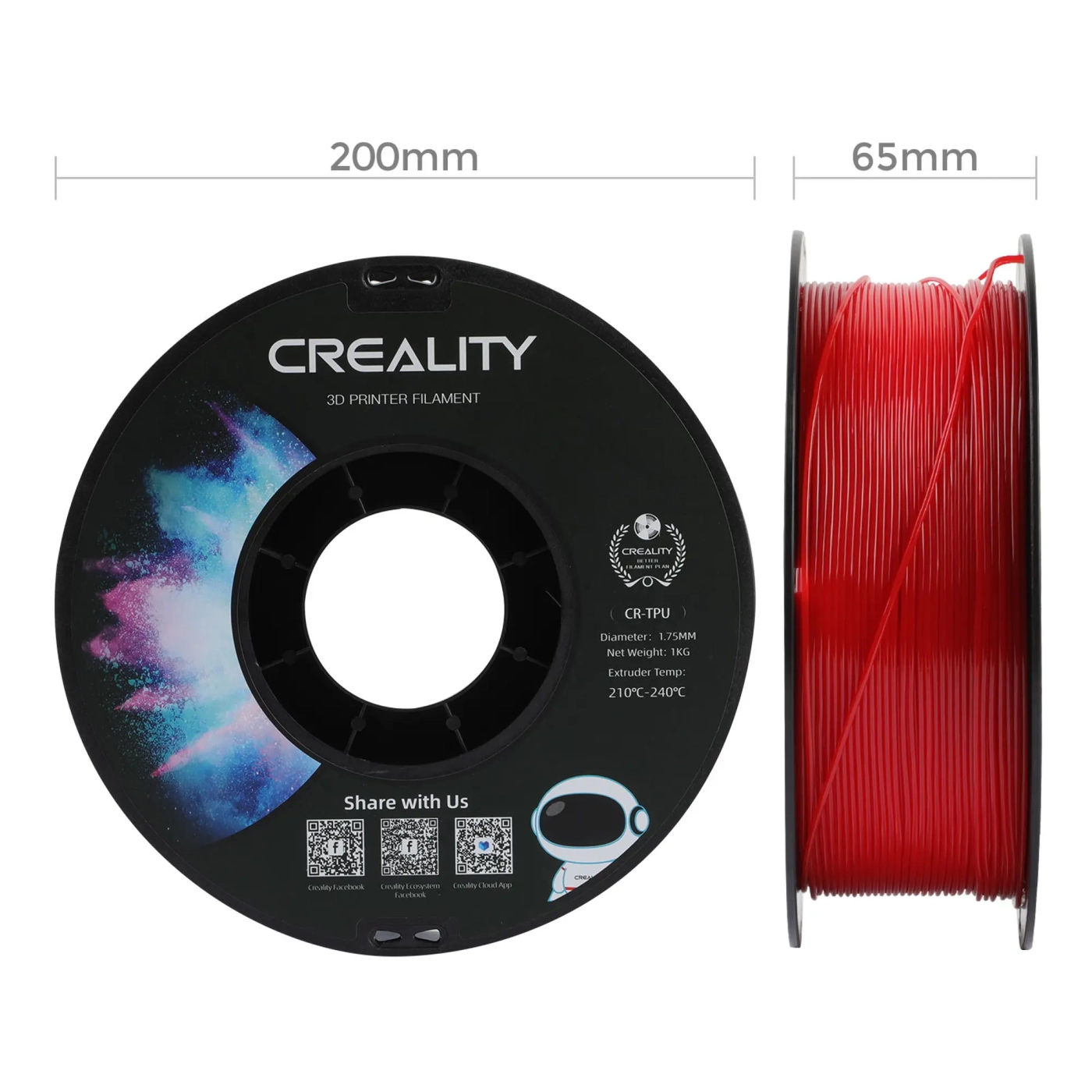 Купити TPU Filament (пластик) для 3D принтера CREALITY 1кг, 1.75мм, червоний - фото 6