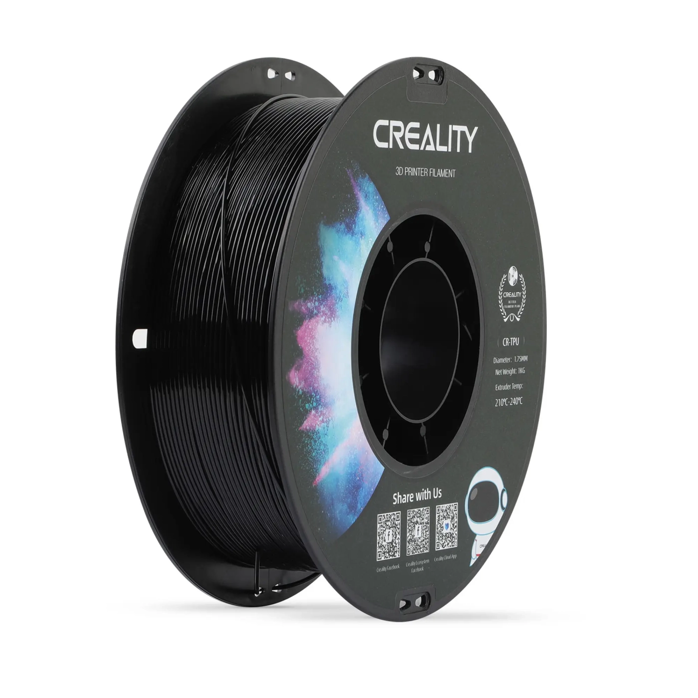 Купить TPU Filament (пластик) для 3D принтера CREALITY 1кг, 1.75мм, черный - фото 1