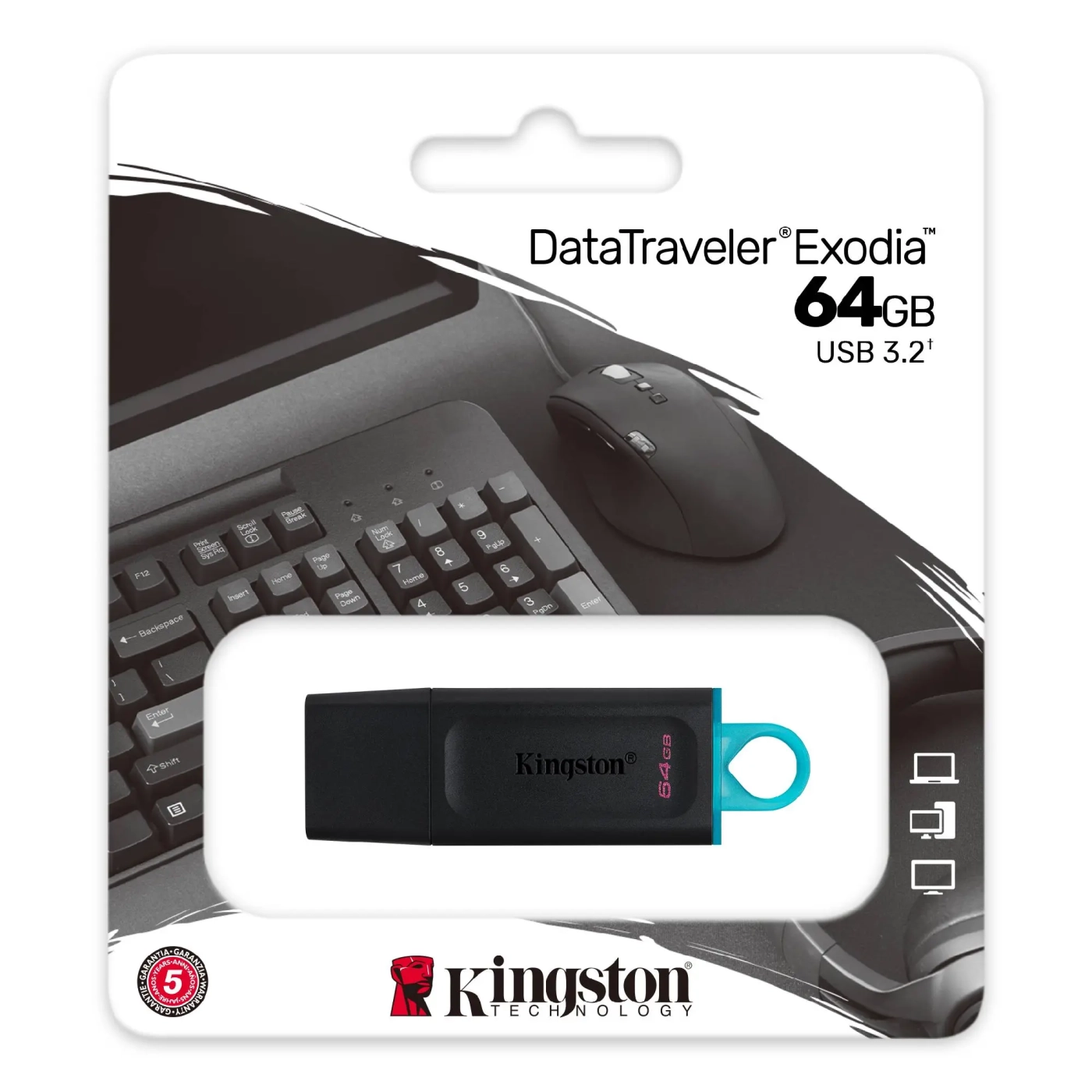 Купить Флеш-накопитель Kingston DataTraveler Exodia Black/Teal 64GB USB 3.2 - фото 3