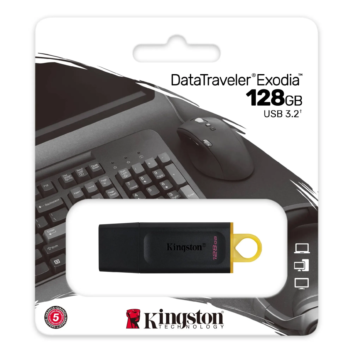 Купить Флеш-накопитель Kingston DataTraveler Exodia Black/Yellow 128GB USB 3.2 - фото 3