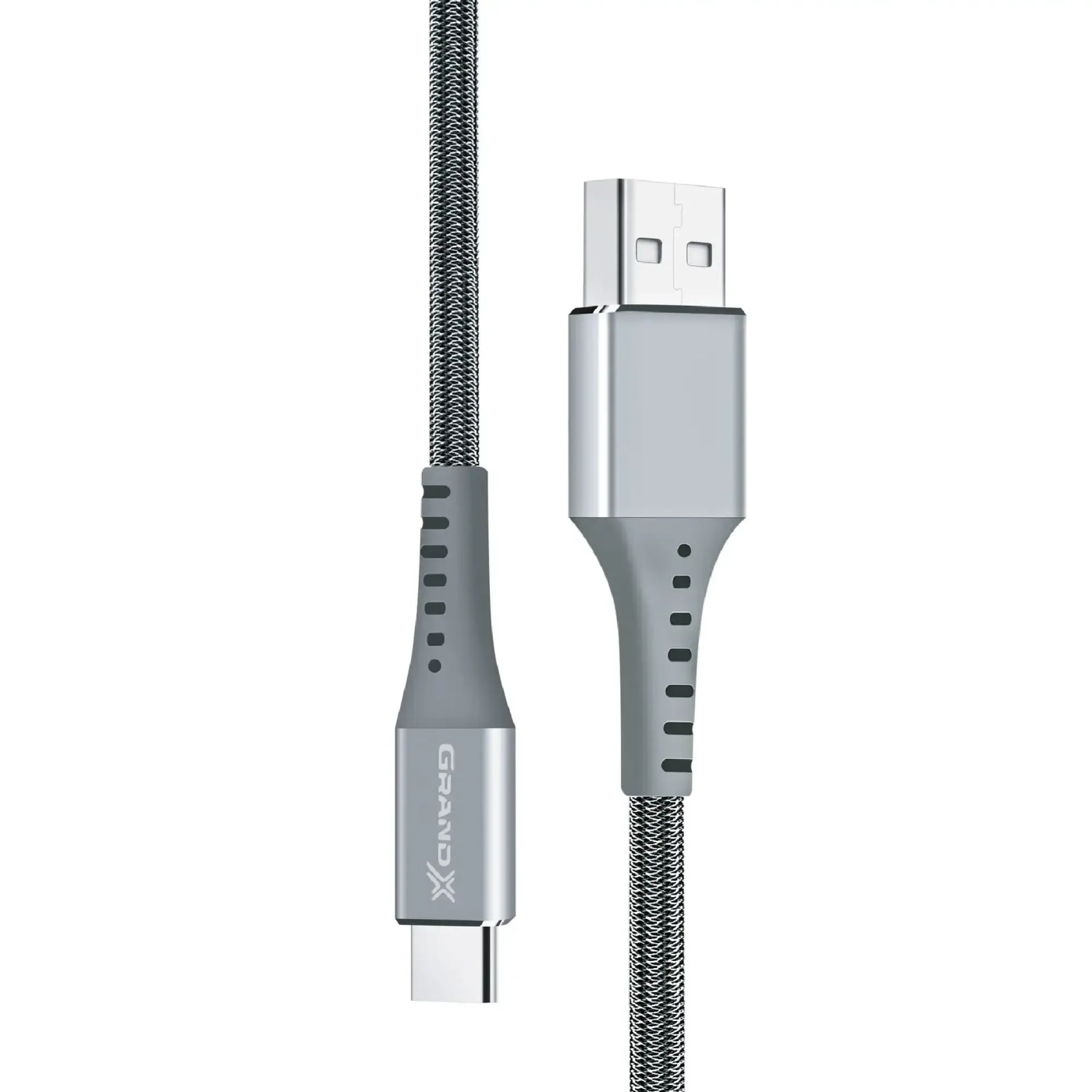 Купить Кабель Grand-X USB-Type-C 3A, 1.2m, Fast Сharge, Grey, толст.нейлон оплетки, премиум BOX (FC-12G) - фото 1