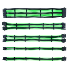Купити Набір кабелів для блоку живлення QUBE 1x24P MB, 2x4+4P CPU, 2x6+2P VGA Black-Green - фото 1