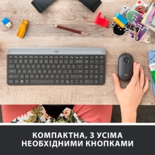 Купить Комплект клавиатура и мышка Logitech MK470 Slim Wireless UA Graphite - фото 3
