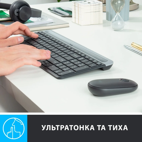 Купить Комплект клавиатура и мышка Logitech MK470 Slim Wireless UA Graphite - фото 4