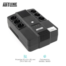 Купити ДБЖ (UPS) лінійно-інтерактивний Artline AIO 650, 650VA/360W, LED, 6 x Schuko - фото 2