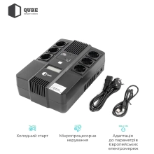 Купити ДБЖ (UPS) лінійно-інтерактивний Qube AIO 650, 650VA/360W, LCD, 6 x Schuko, RJ-45, USB - фото 4
