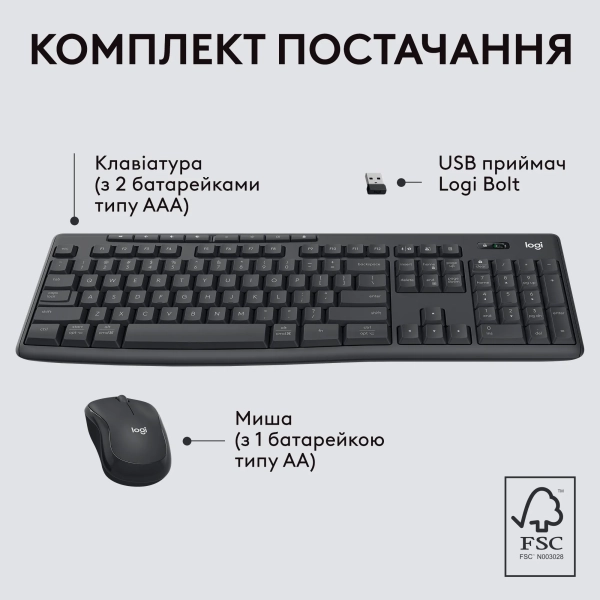 Купити Комплект клавіатура та мишка Logitech MK370 Graphite - фото 15