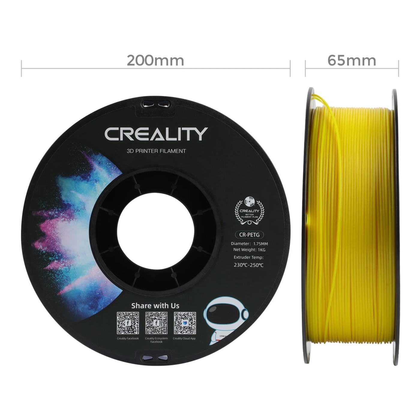 Купити PETG Filament (пластик) для 3D принтера CREALITY 1кг, 1.75мм, жовтий (3301030033) - фото 5