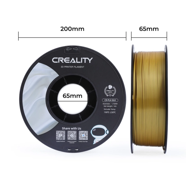 Купити PLA Filament (пластик) для 3D принтера CREALITY шовковий блиск 1кг, 1.75мм, золотий - фото 7