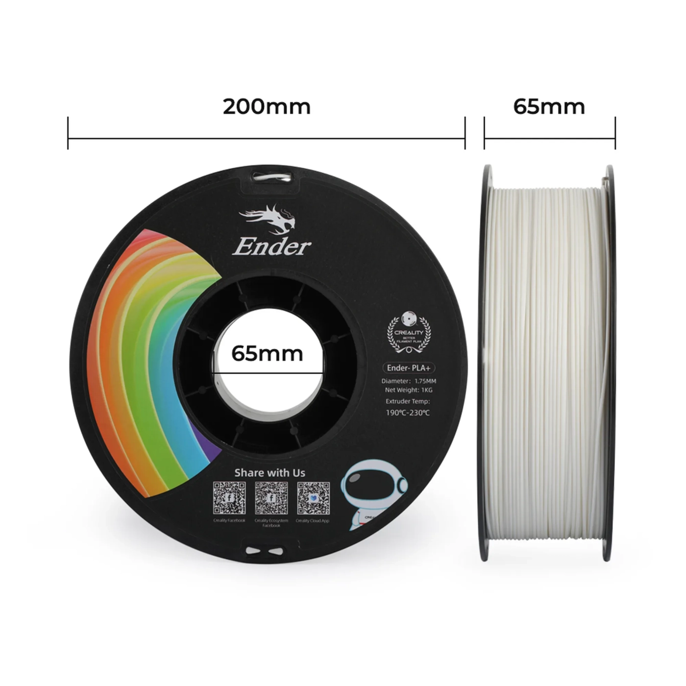 Купить PLA+ Filament (пластик) для 3D принтера CREALITY 1кг, 1.75мм, белый - фото 7