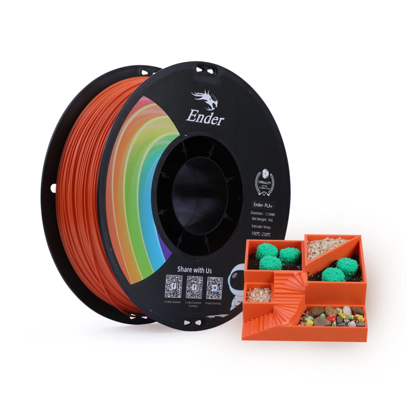 Купить PLA+ Filament (пластик) для 3D принтера CREALITY 1кг, 1.75мм, оранжевый - фото 2
