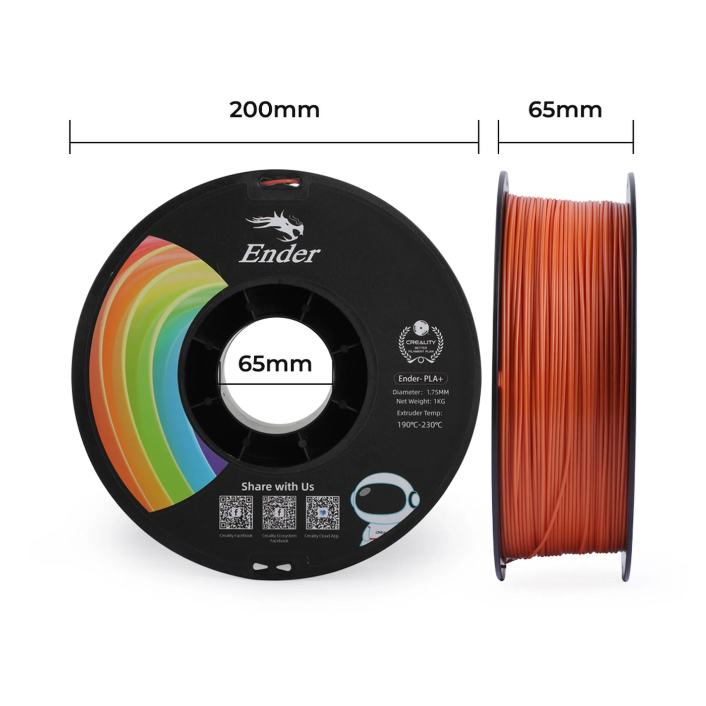 Купити PLA+ Filament (пластик) для 3D принтера CREALITY 1кг, 1.75мм, помаранчевий - фото 7
