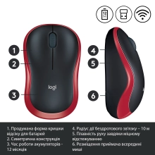 Купить Мышка Logitech M185 Wireless Red - фото 5