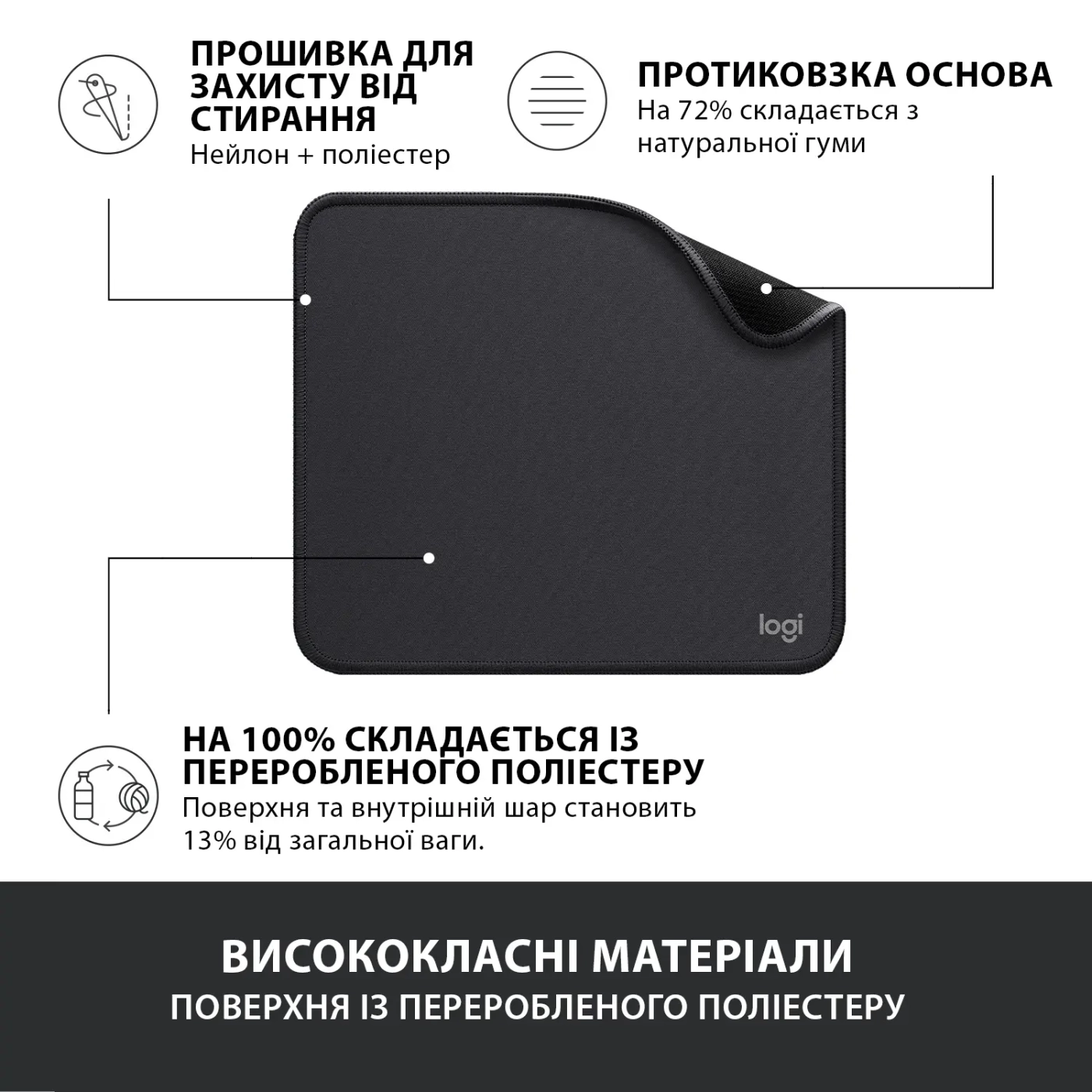 Купить Игровая поверхность Logitech Mouse Pad Studio Series Graphite - фото 4