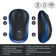 Купити Мишка Logitech M185 Wireless Blue - фото 4