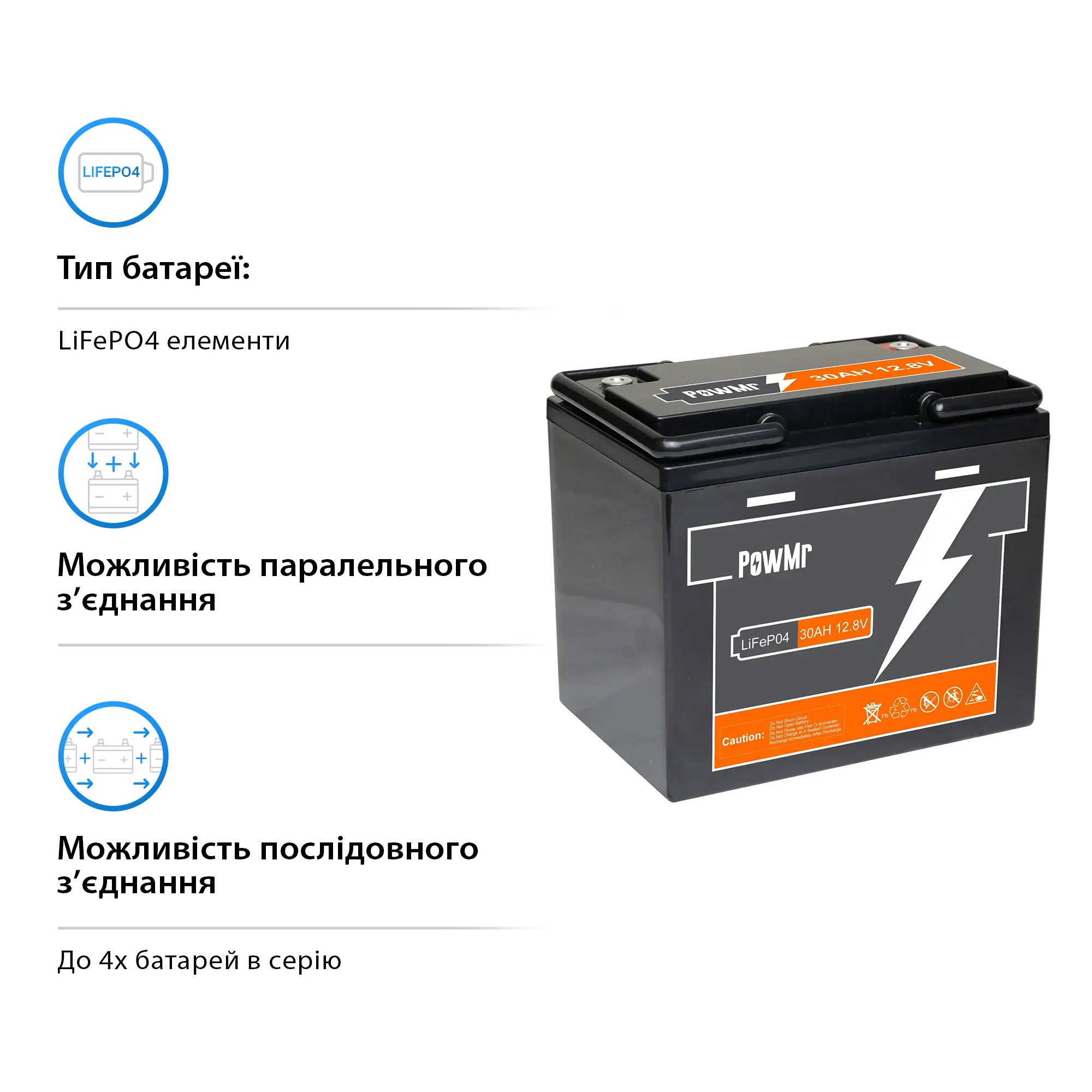 Купити Батарея LiFePO4 PowMr POW-30AH-12V - фото 3