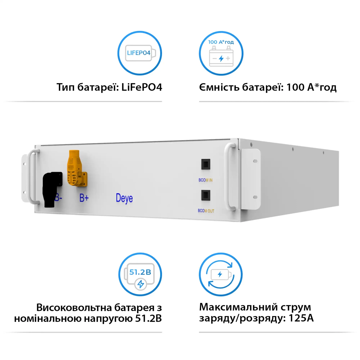 Купити Акумуляторна батарея DEYE BOS-G LiFePO4 HV 51.2v 100AH 5.12kWh - фото 2
