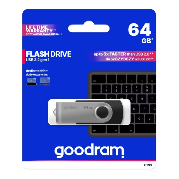 Купити Флеш-накопичувач GOODRAM Twister 64GB USB3.0 Black - фото 4