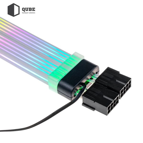 Купить Кабель для ПК Qube RGB 12+4pin to 2x8pin VGA, Black - фото 5