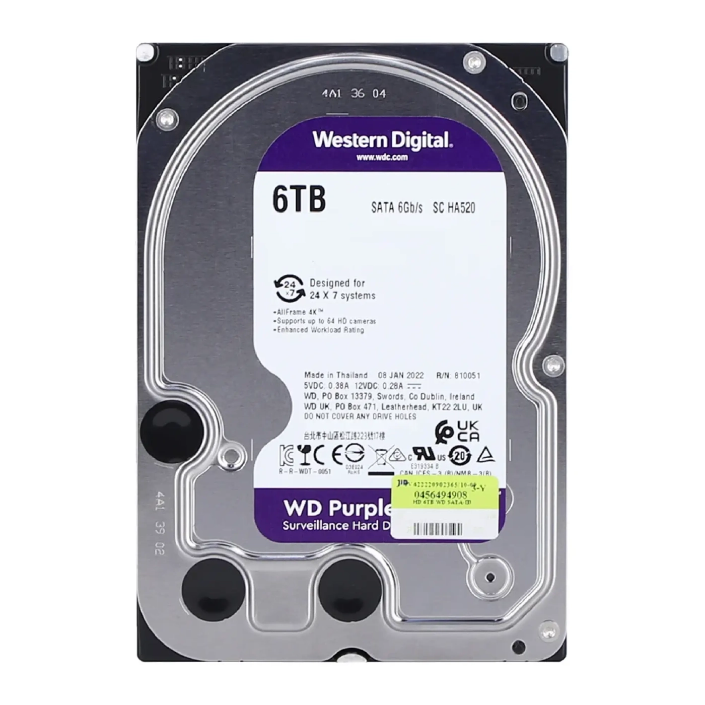 Купить Жесткий диск Western Digital WD Purple Surveillance 6TB 5400rpm 64MB 3.5' SATAIII (WD63PURU) - фото 1