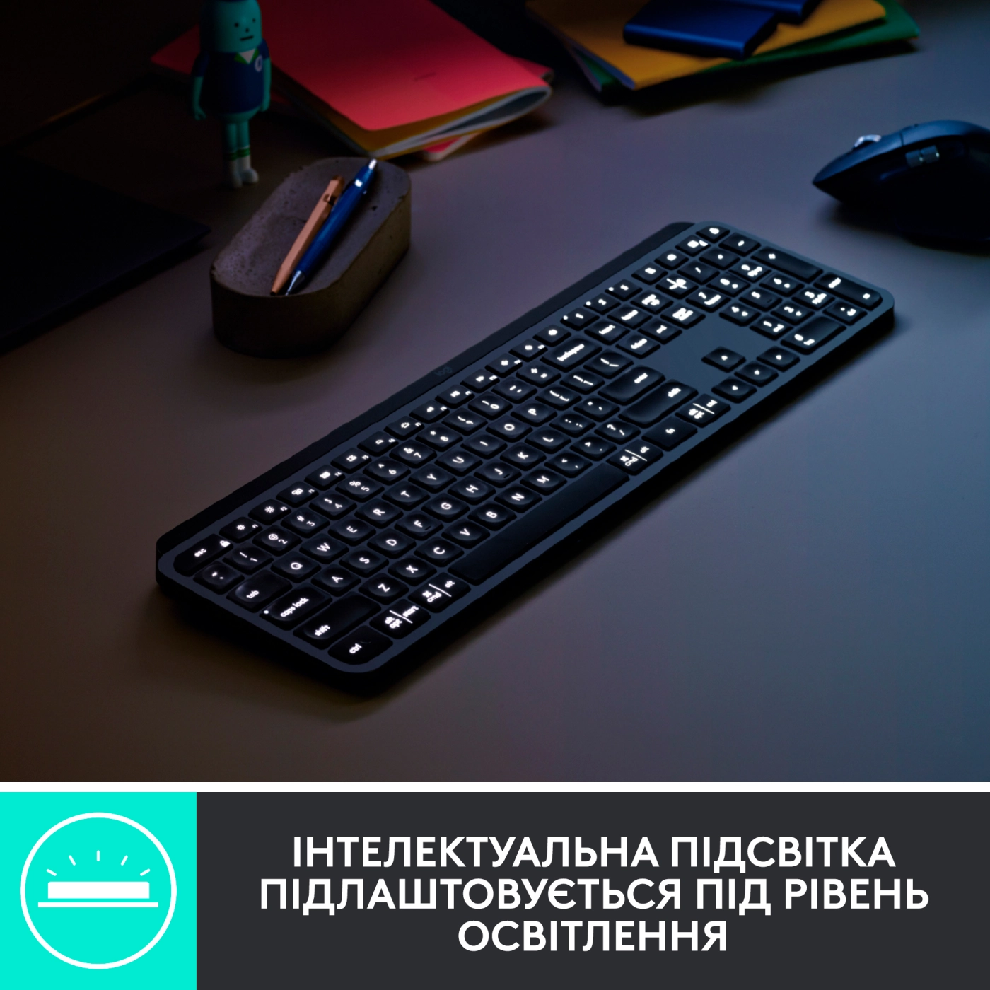 Купить Клавиатура Logitech MX Keys Advanced for Business Wireless Illuminated UA Graphite - фото 7