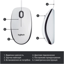 Купити Мишка Logitech M100 USB White (910-006764) - фото 6