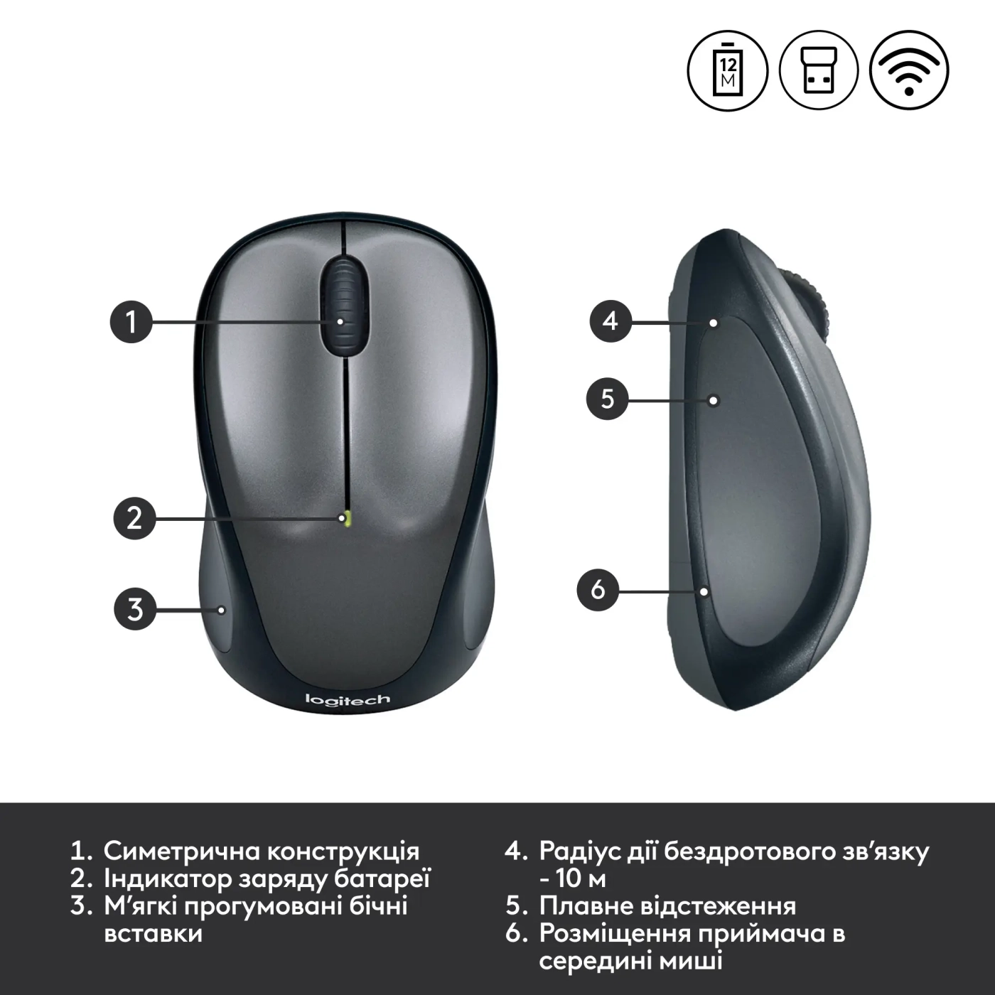 Купити Мишка Logitech M235 Wireless Black (910-002201) - фото 6