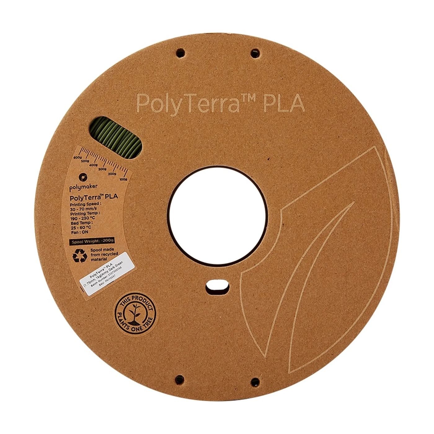 Купить PolyTerra PLA Filament (пластик) для 3D принтера Polymaker 1кг, 1.75мм, армейский темно-зеленый - фото 3