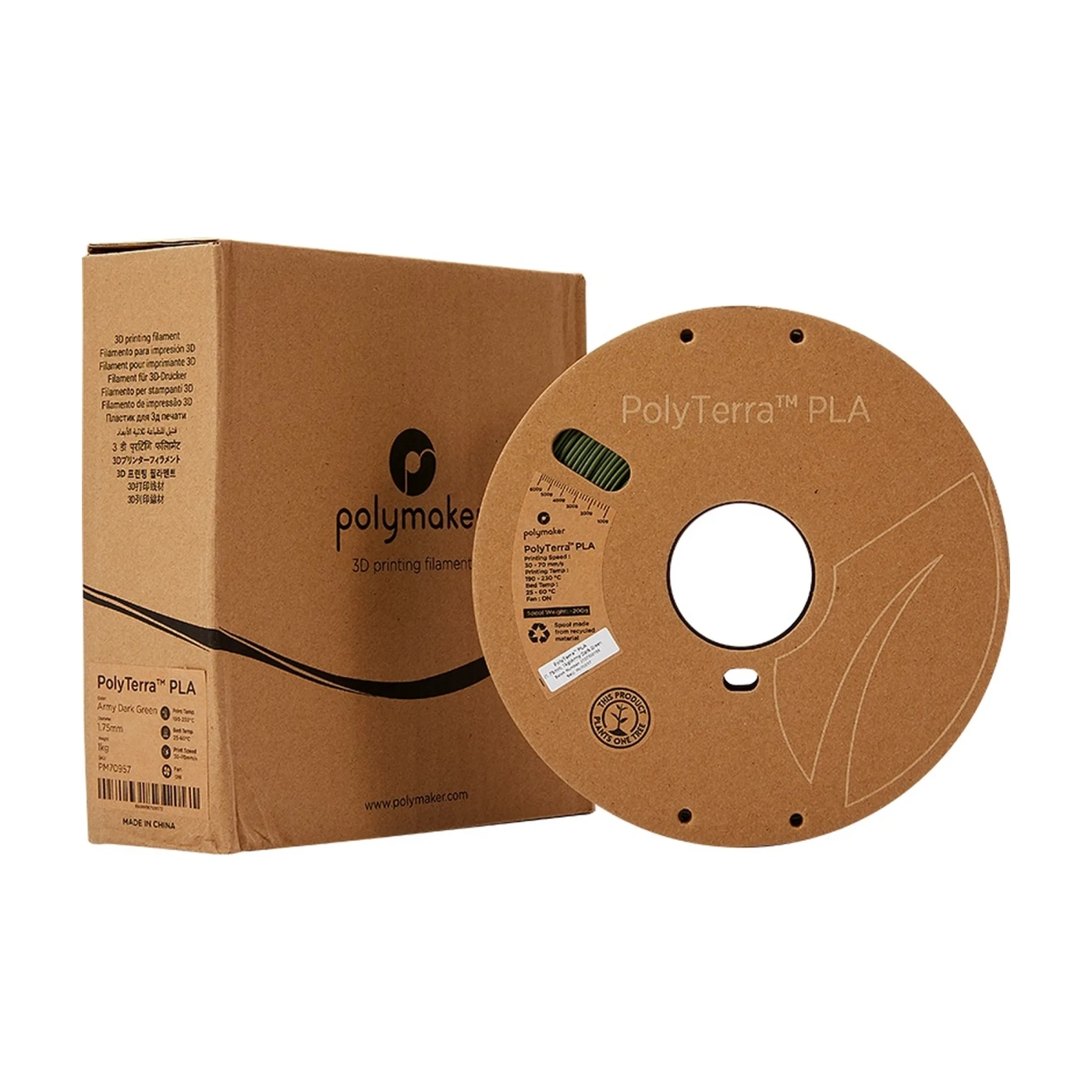 Купить PolyTerra PLA Filament (пластик) для 3D принтера Polymaker 1кг, 1.75мм, армейский темно-зеленый - фото 4