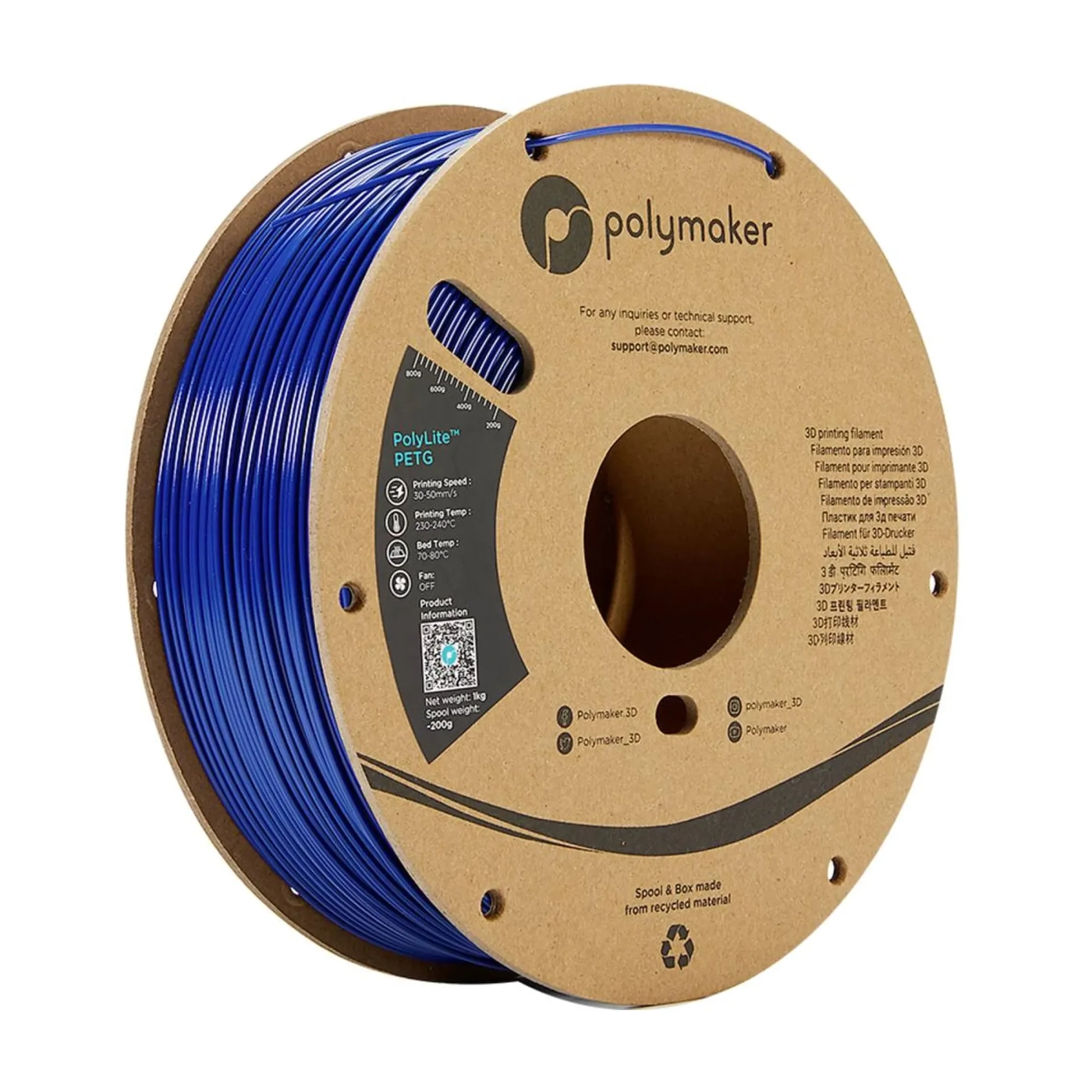 Купить PolyLite PETG Filament (пластик) для 3D принтера Polymaker 1кг, 1.75мм, синий - фото 1
