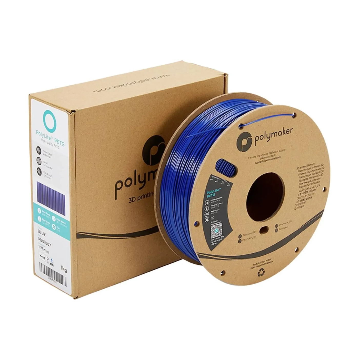 Купить PolyLite PETG Filament (пластик) для 3D принтера Polymaker 1кг, 1.75мм, синий - фото 5