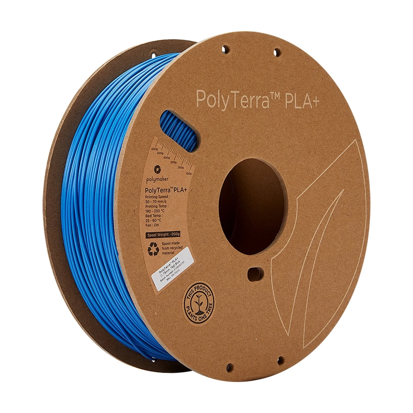 Купить PolyTerra PLA Plus Filament (пластик) для 3D принтера Polymaker 1кг, 1.75мм, синий - фото 1