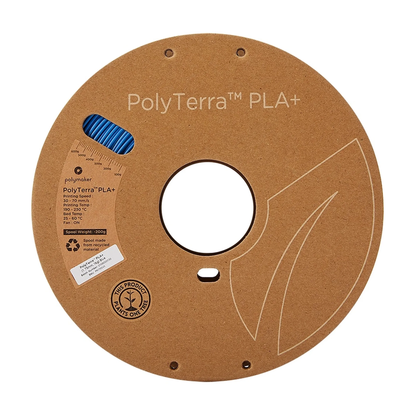 Купити PolyTerra PLA Plus Filament (пластик) для 3D принтера Polymaker 1кг, 1.75мм, синій - фото 3