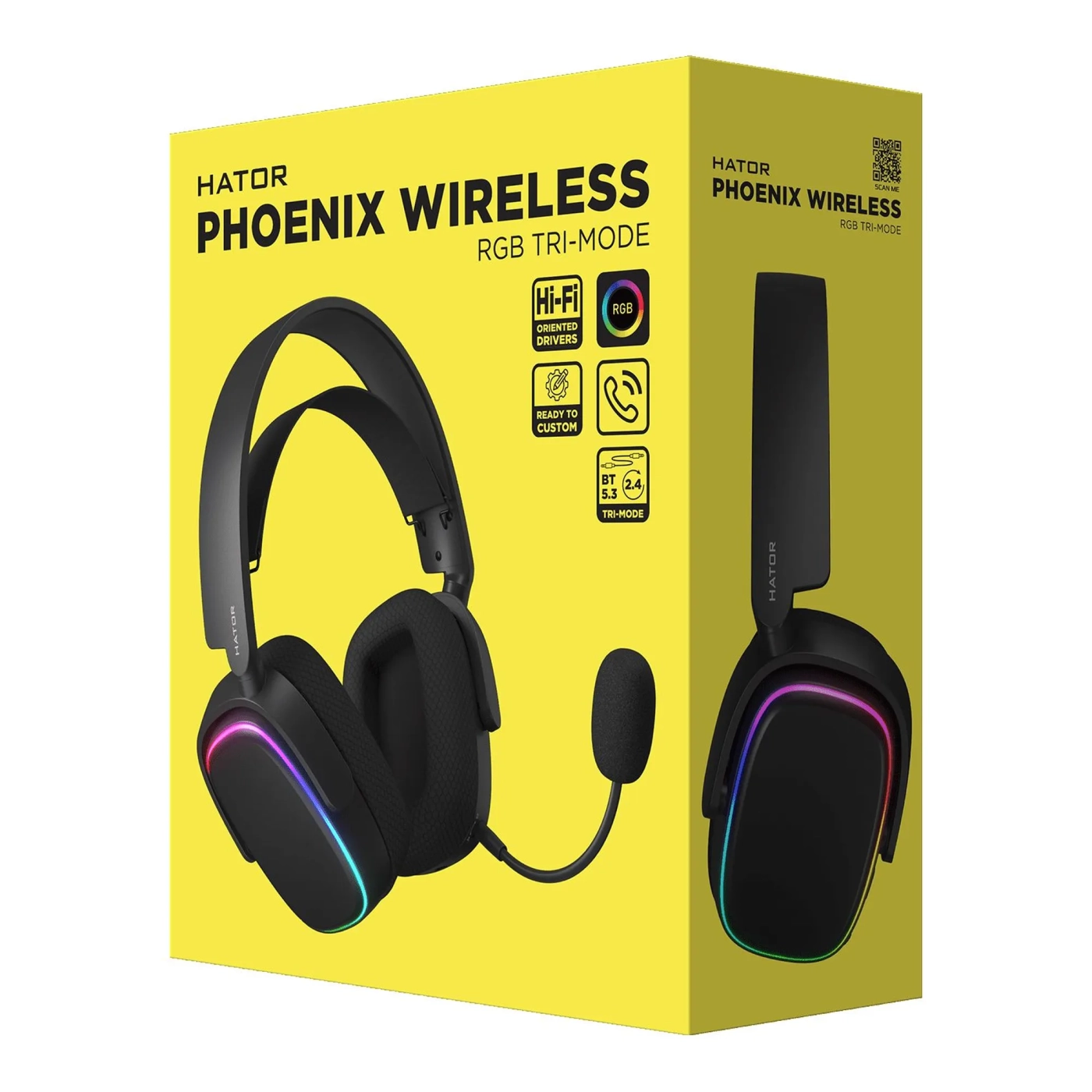 Купить Наушники HATOR Phoenix Wireless RGB Tri-mode Black (HTA-870) - фото 6