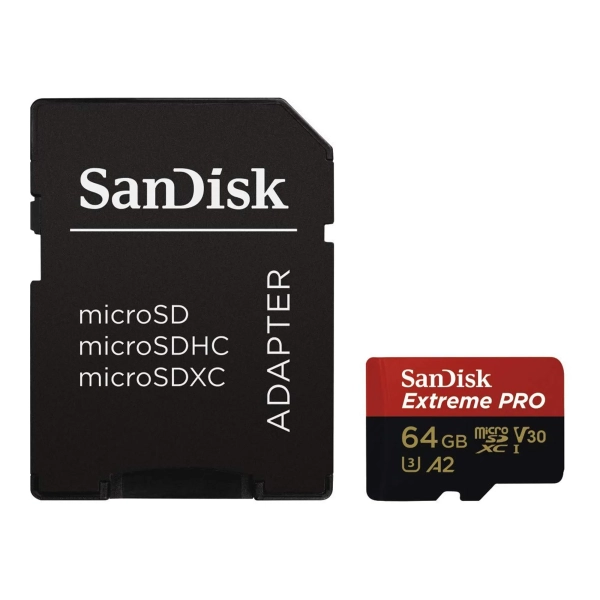 Купить Карта памяти SanDisk microSD 64GB C10 UHS-I U3 R200/W90MB/s Extreme Pro V30 SD (SDSQXCU-064G-GN6MA) - фото 2